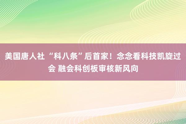 美国唐人社 “科八条”后首家！念念看科技凯旋过会 融会科创板审核新风向