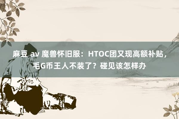 麻豆 av 魔兽怀旧服：HTOC团又现高额补贴，毛G币王人不装了？碰见该怎样办