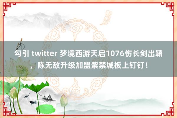 勾引 twitter 梦境西游天启1076伤长剑出鞘，陈无敌升级加盟紫禁城板上钉钉！