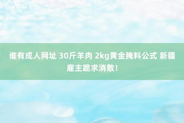 谁有成人网址 30斤羊肉 2kg黄金腌料公式 新疆雇主跪求消散！
