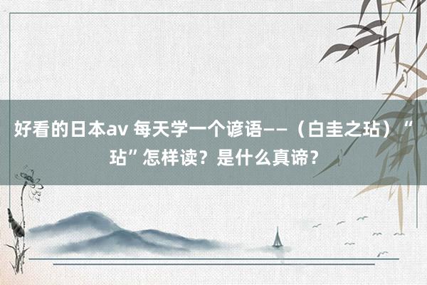 好看的日本av 每天学一个谚语——（白圭之玷）“玷”怎样读？是什么真谛？